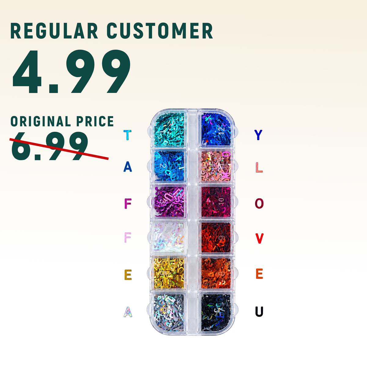 Limited 3 Items For Regulars TAFFEAY Alphabet Lash Sequins