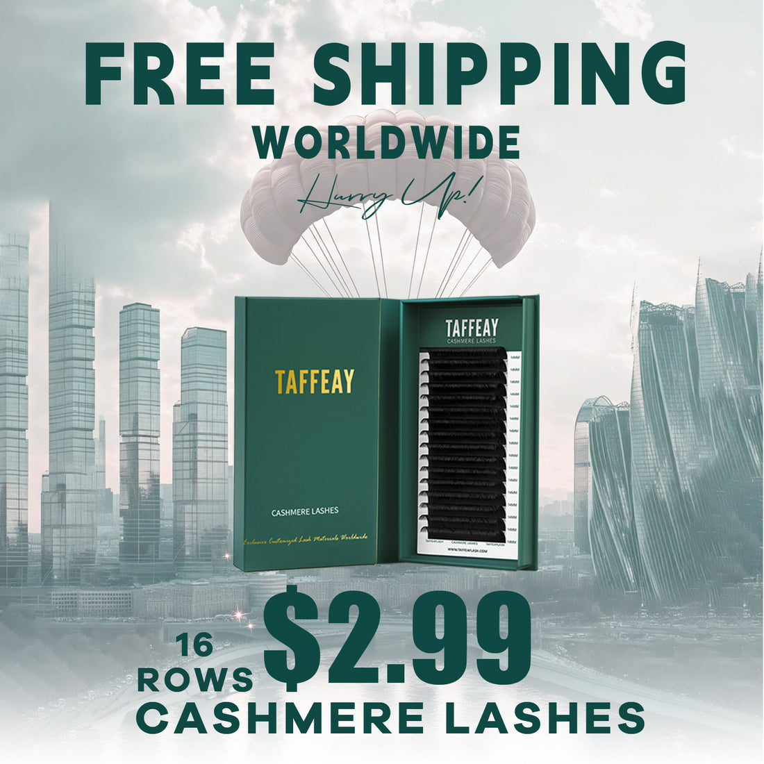 $2.99 0.03MM Cashmere Super Matte Black Lashes Extensions  (16Rows)