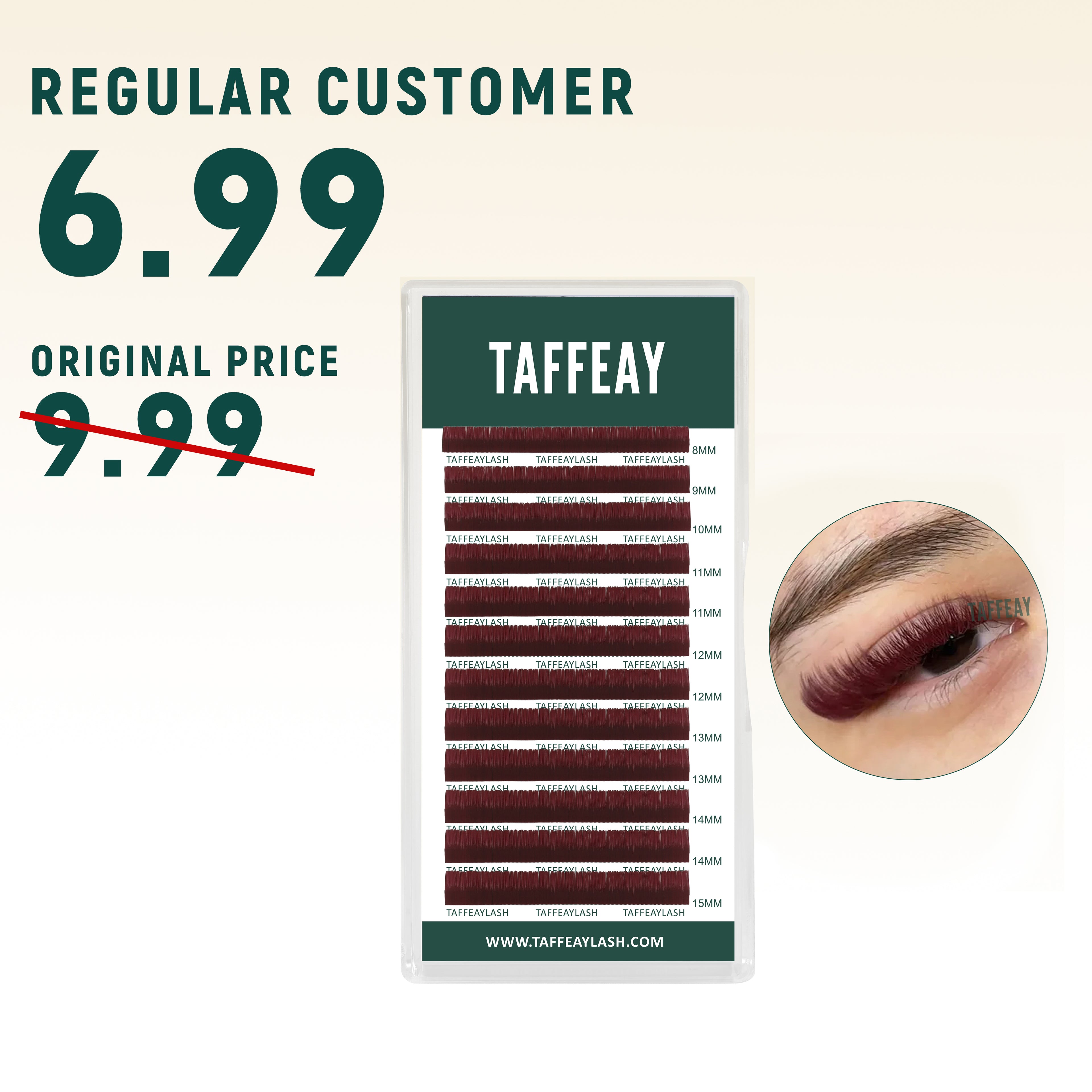 Limited 5 Items For Regulars Dark Red Colored Lashes Extensions