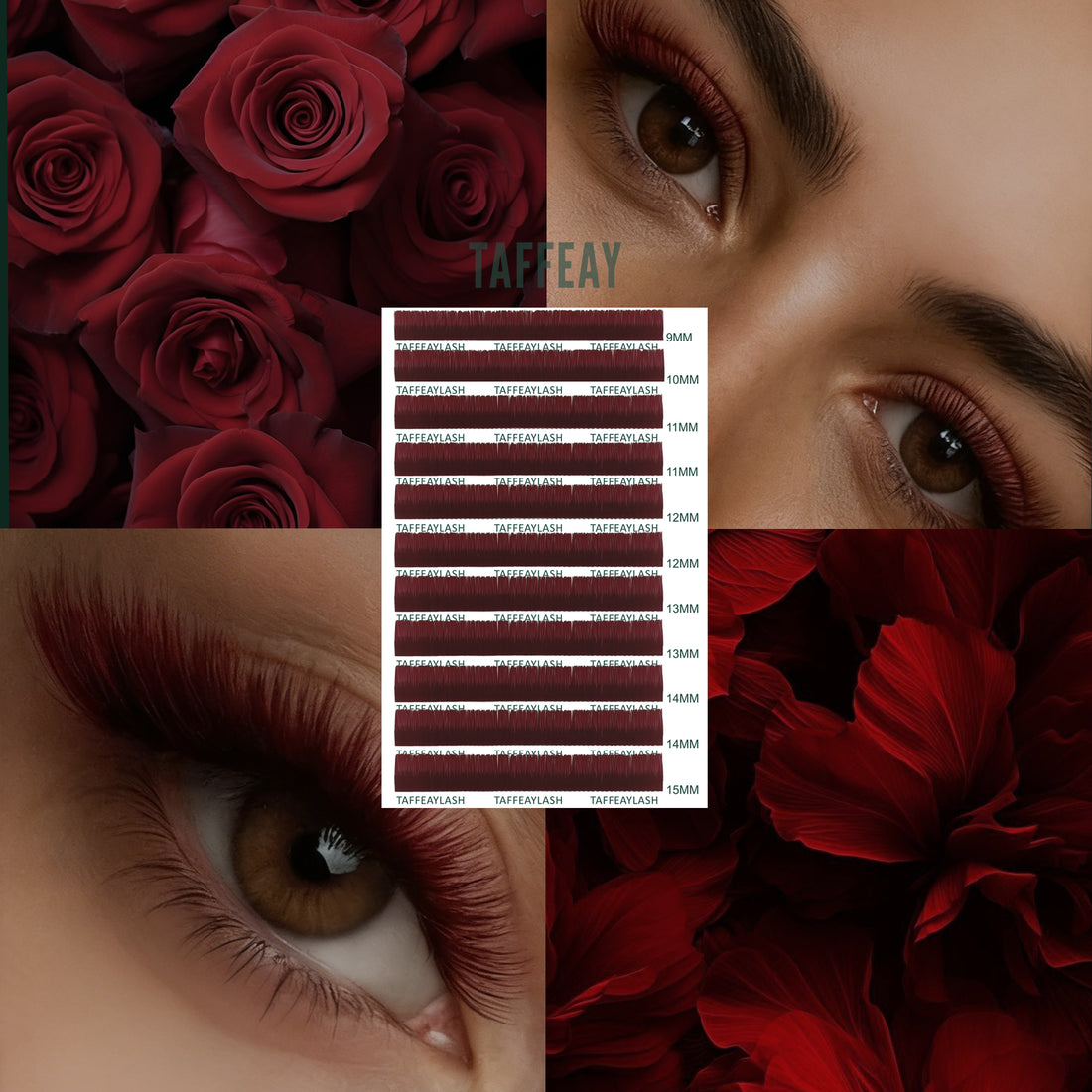 Dark Red Colored Lashes Extensions